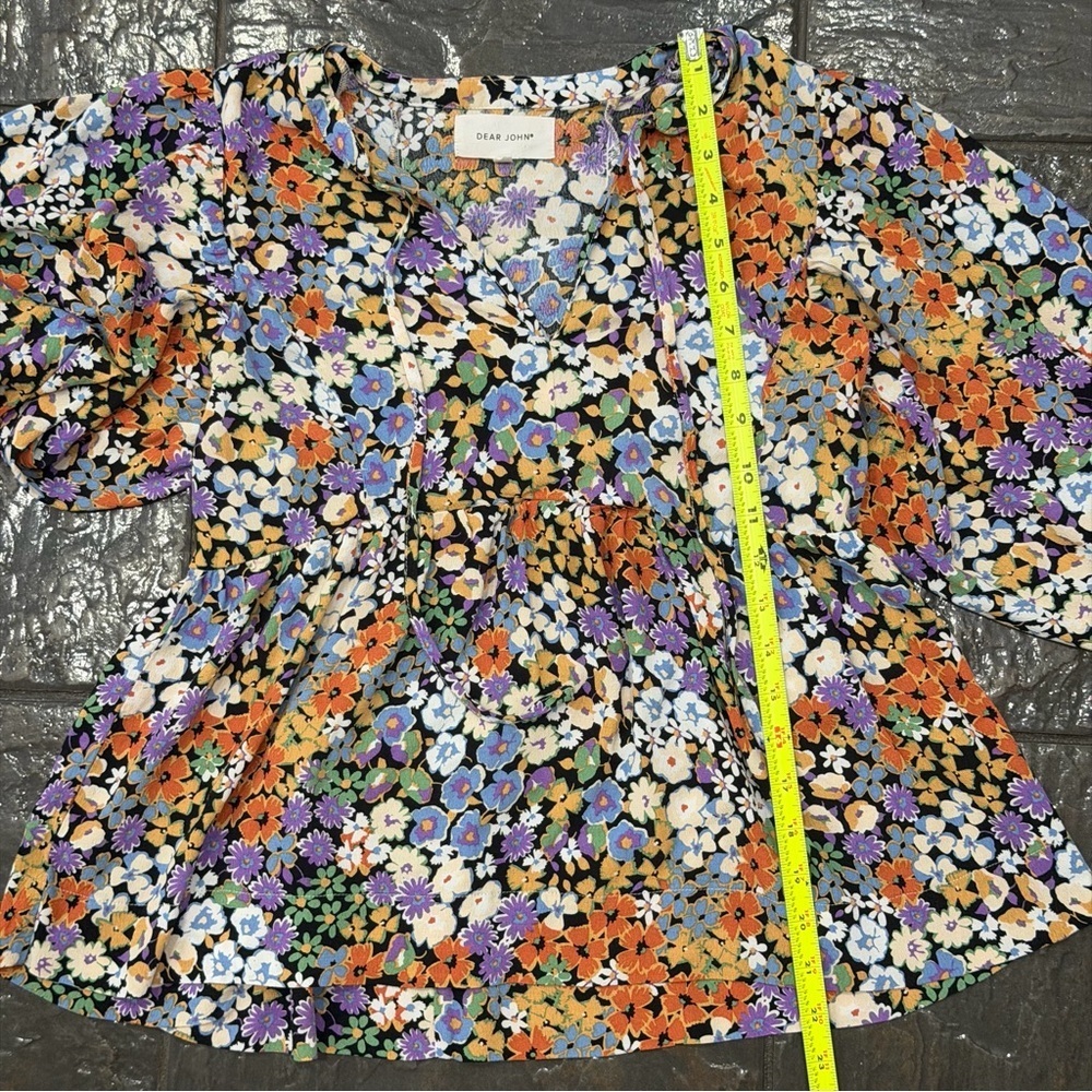 Dear John Multicolor Floral Blouse Size Small Cottagecore Preppy Top - Picture 9 of 11